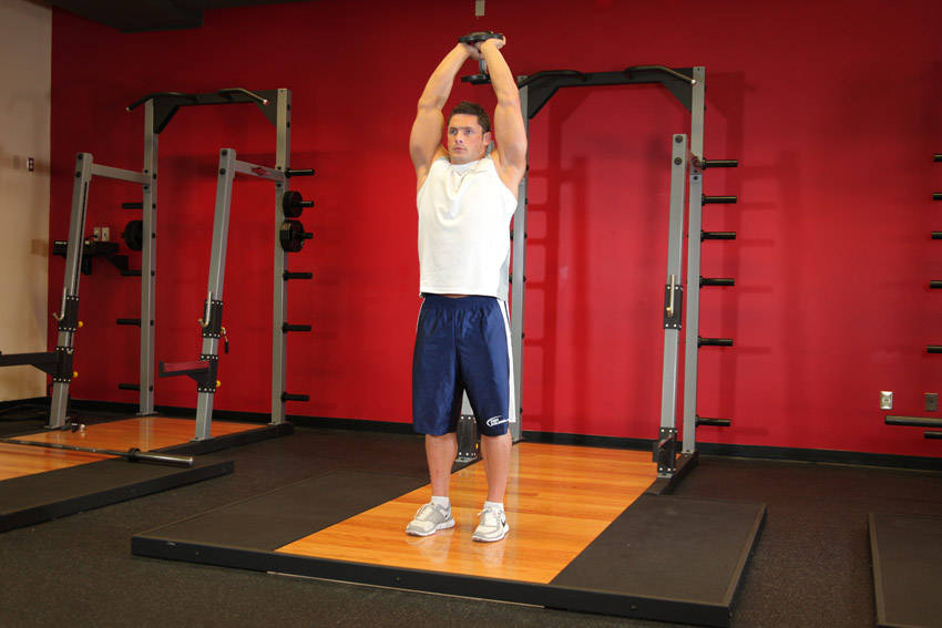 Standing Dumbbell Triceps Extension reference position 1