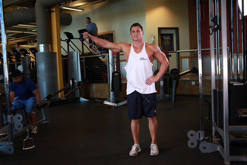 Standing Low-Pulley Deltoid Raise reference position 1