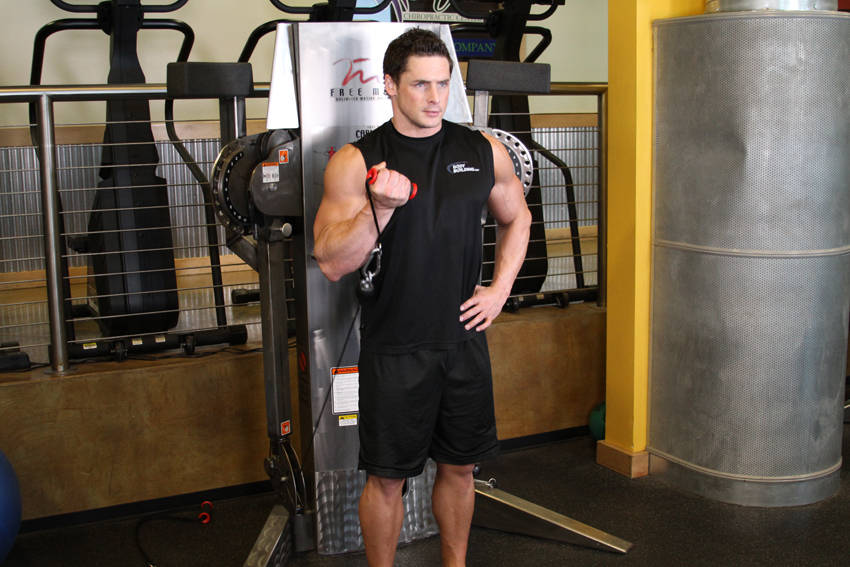 Standing One-Arm Cable Curl reference position 2