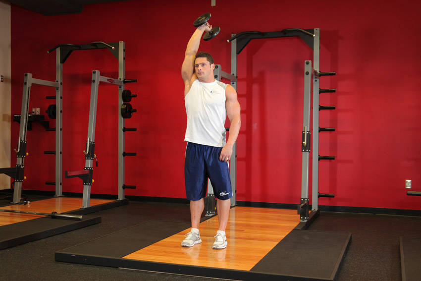 Standing One-Arm Dumbbell Triceps Extension reference position 1
