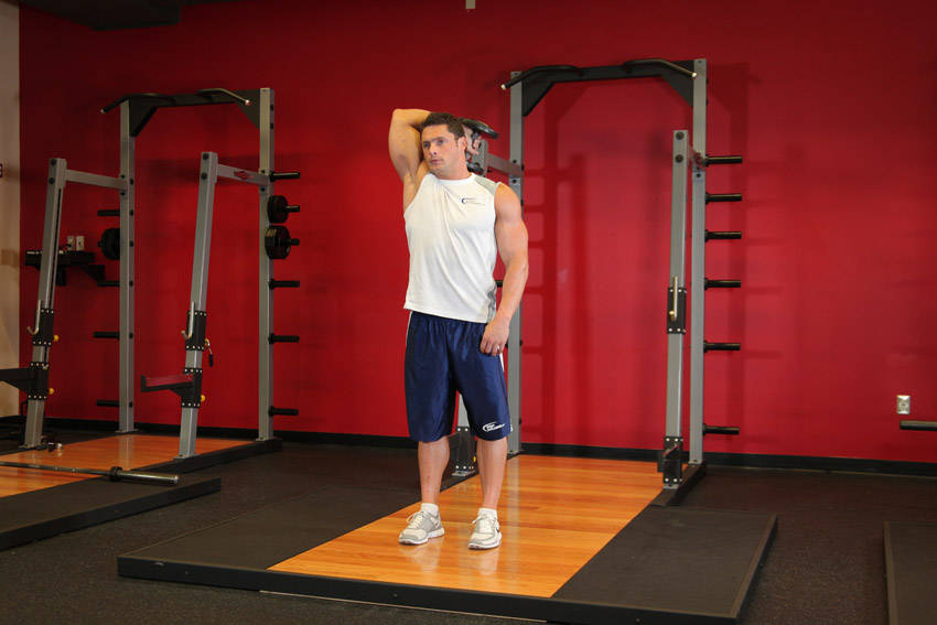 Standing One-Arm Dumbbell Triceps Extension reference position 2