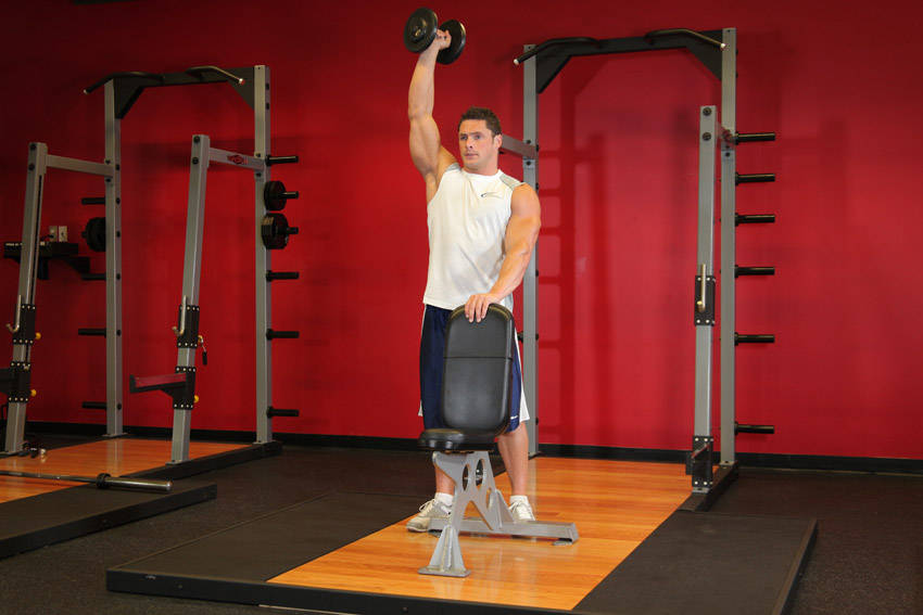 Standing Palm-In One-Arm Dumbbell Press reference position 2