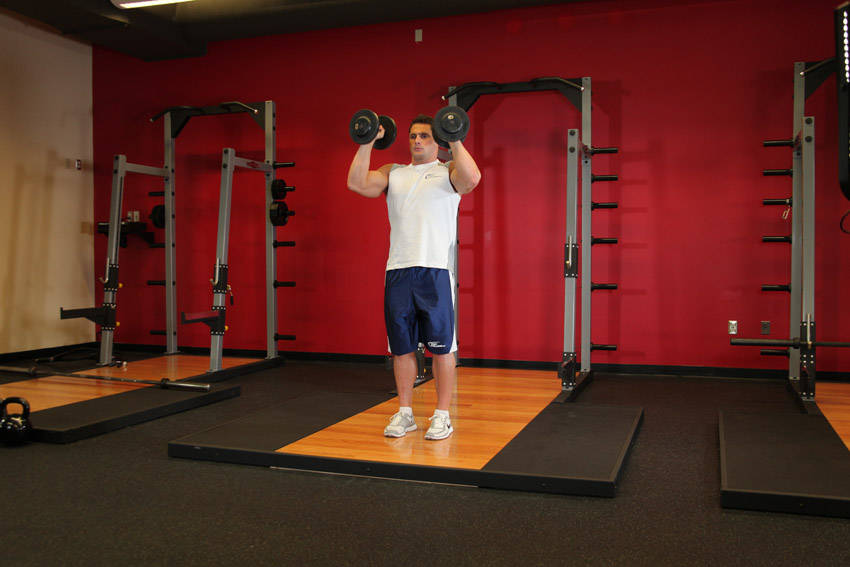 Standing Palms-In Dumbbell Press reference position 2