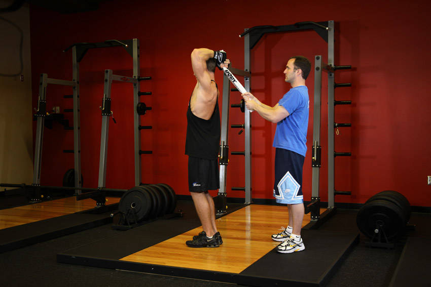 Standing Towel Triceps Extension reference position 1