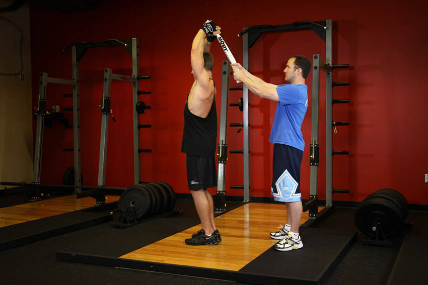 Standing Towel Triceps Extension reference position 2