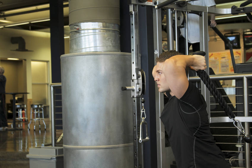 Triceps Overhead Extension with Rope reference position 1