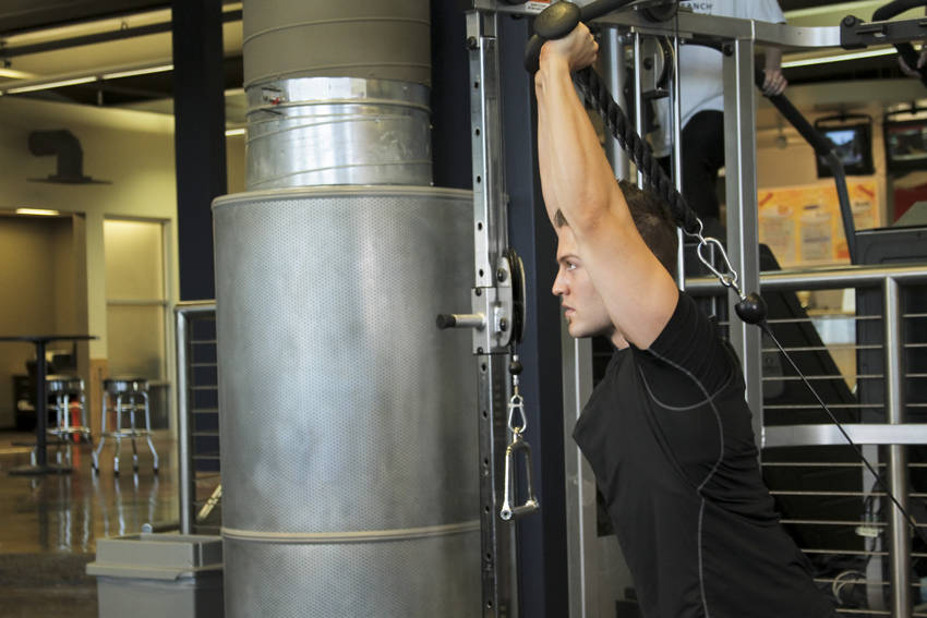Triceps Overhead Extension with Rope reference position 2