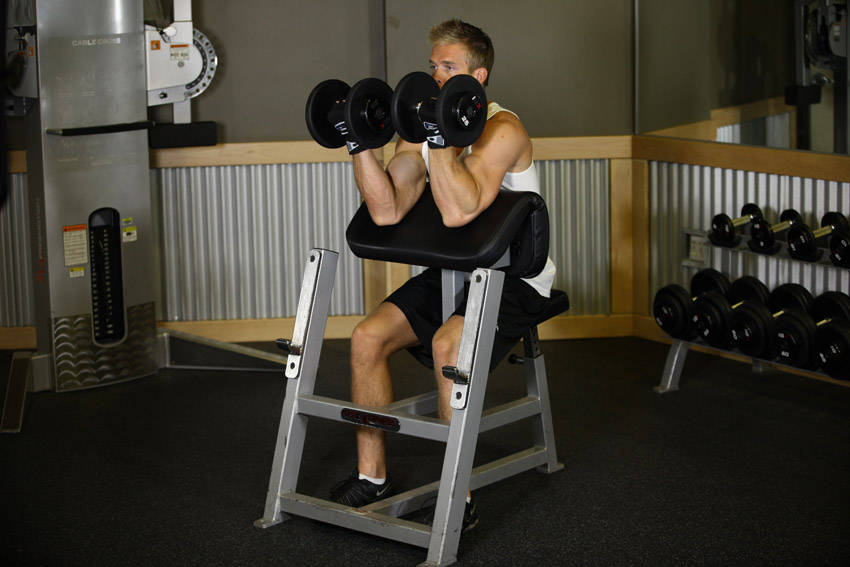Two-Arm Dumbbell Preacher Curl reference position 2