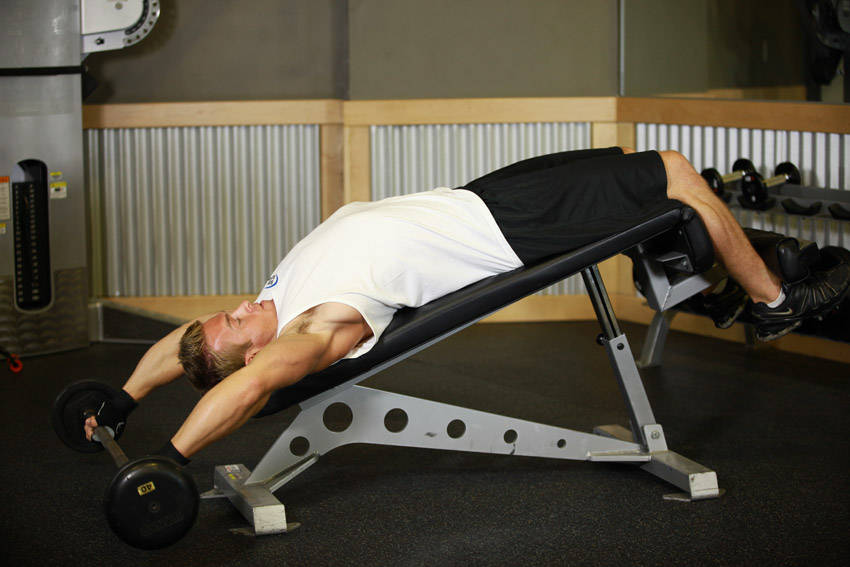 Wide-Grip Decline Barbell Pullover reference position 2