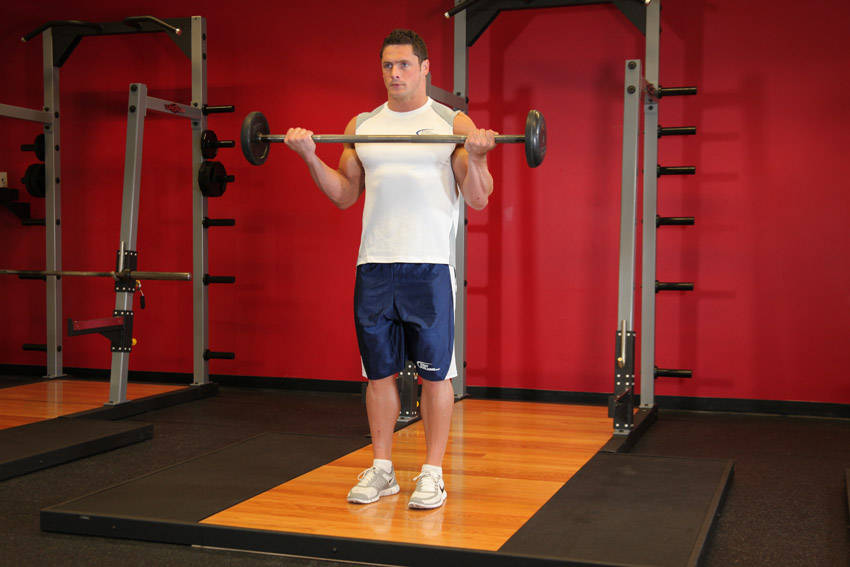 Wide-Grip Standing Barbell Curl reference position 2