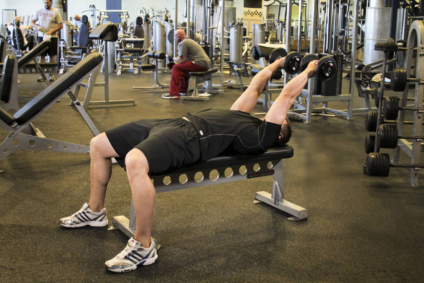 Ending position of Dumbbell Tricep Extension -Pronated Grip