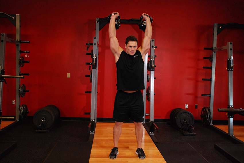 Ending position of Two-Arm Kettlebell Military Press