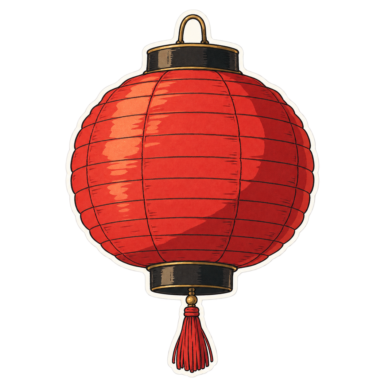 Example D output: red paper lantern sticker with a transparent background