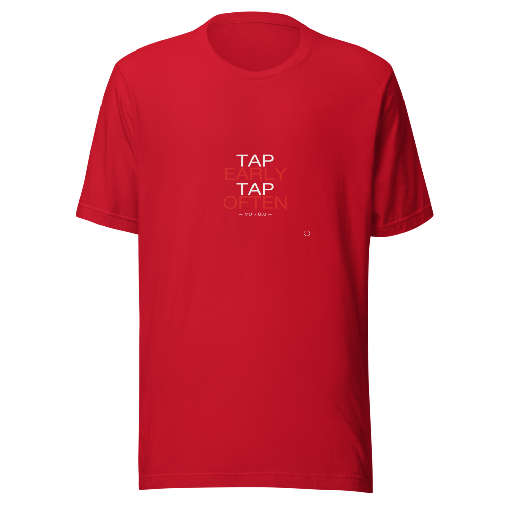 MU × BJJ #01 · TEE RED · TAP EARLY — bjj