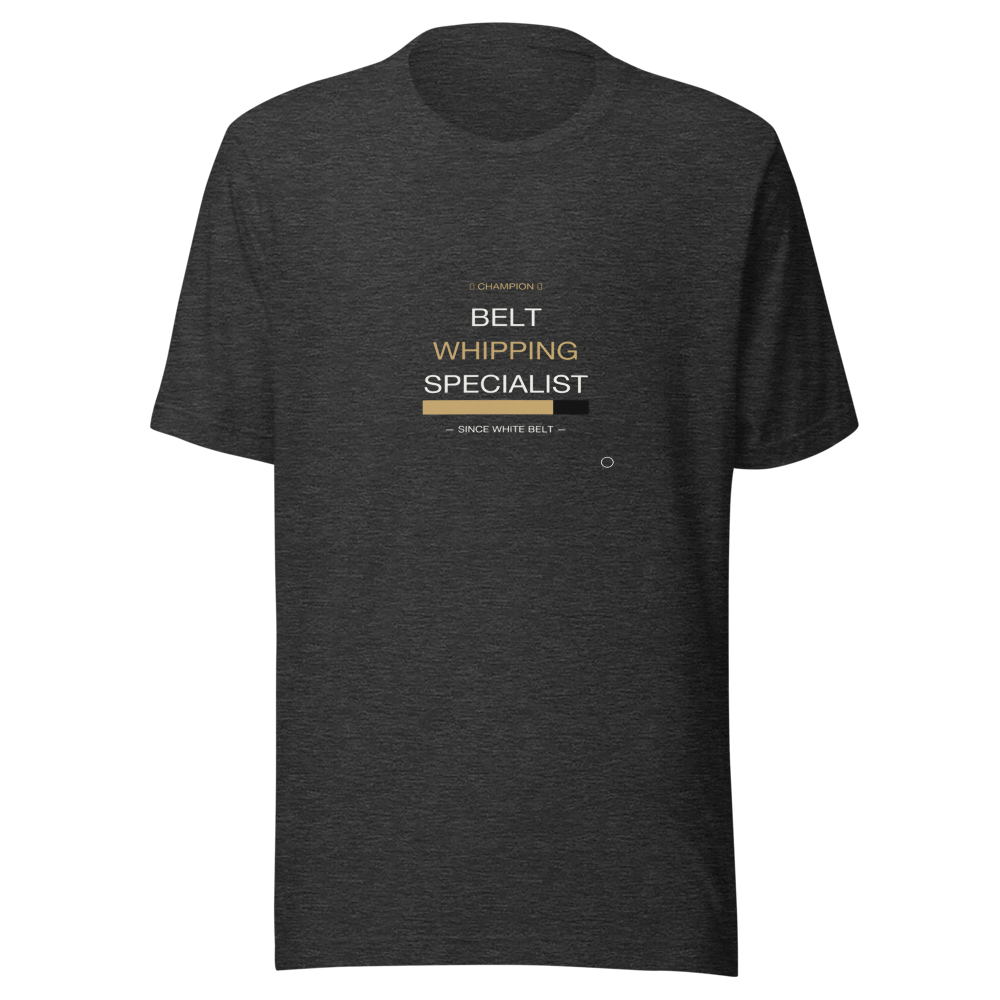 MU × BJJ #07 · TEE DARK HEATHER · BELT WHIPPING — bjj