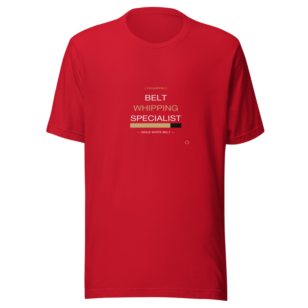 MU × BJJ #07 · TEE RED · BELT WHIPPING — bjj