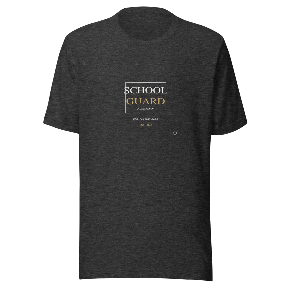 MU × BJJ #08 · TEE DARK HEATHER · SCHOOL GUARD — bjj