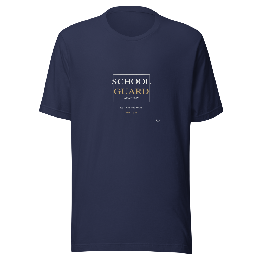 MU × BJJ #08 · TEE NAVY · SCHOOL GUARD — bjj