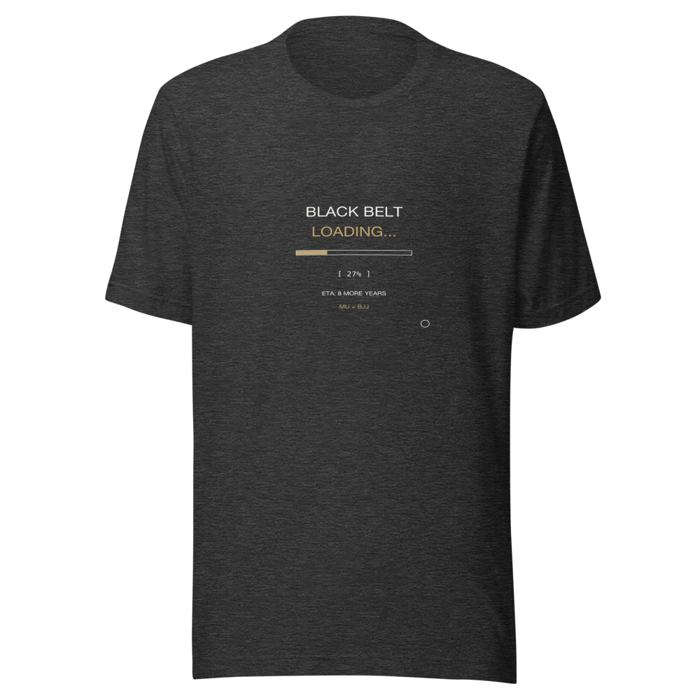 MU × BJJ #09 · TEE DARK HEATHER · BLACK BELT LOADING — bjj