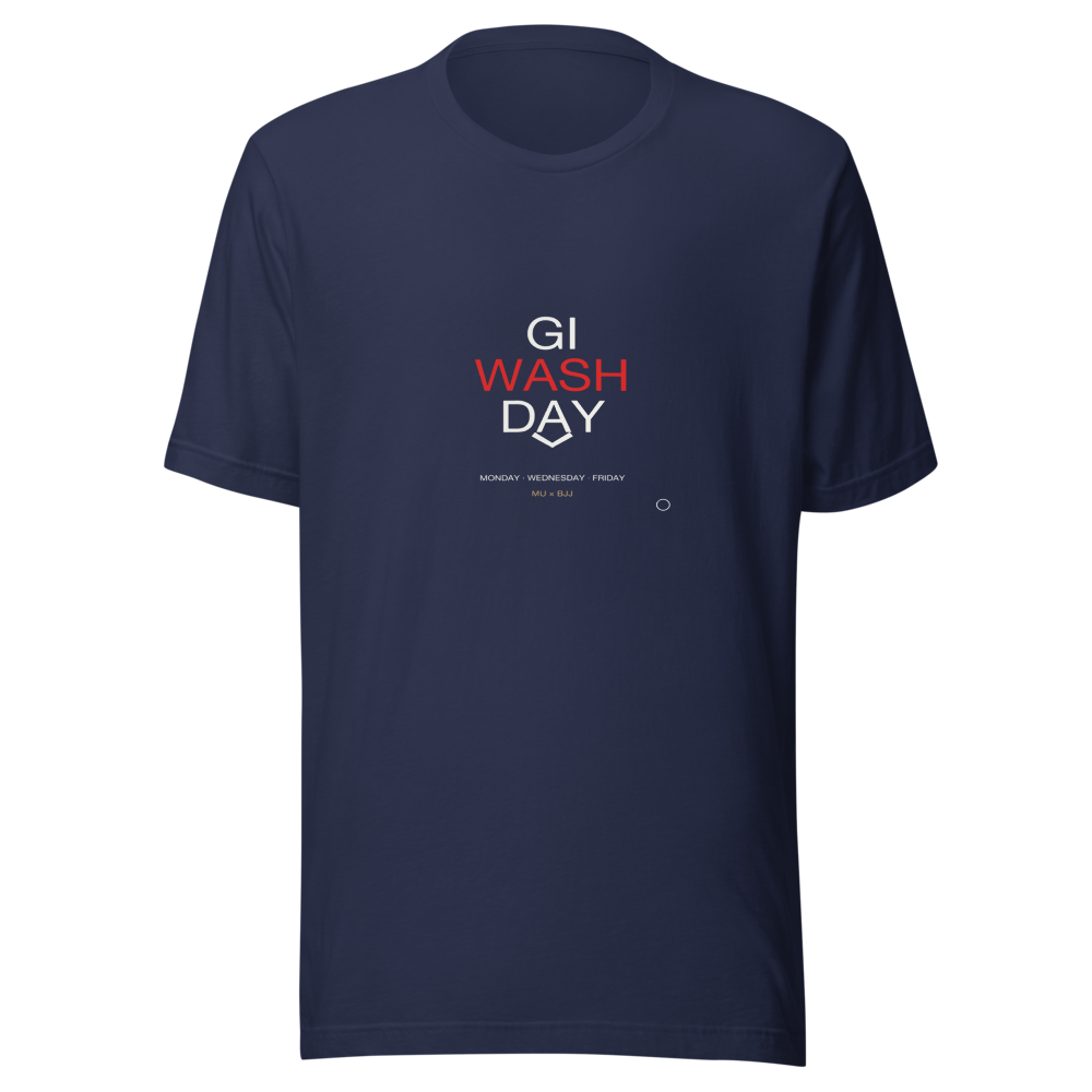 MU × BJJ #12 · TEE NAVY · GI WASH DAY — bjj
