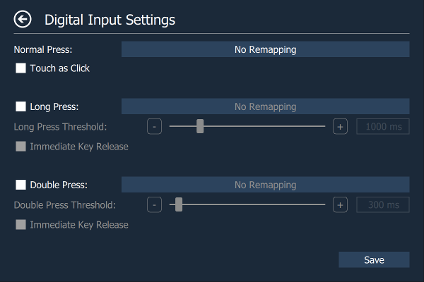 Digital Input Settings Page