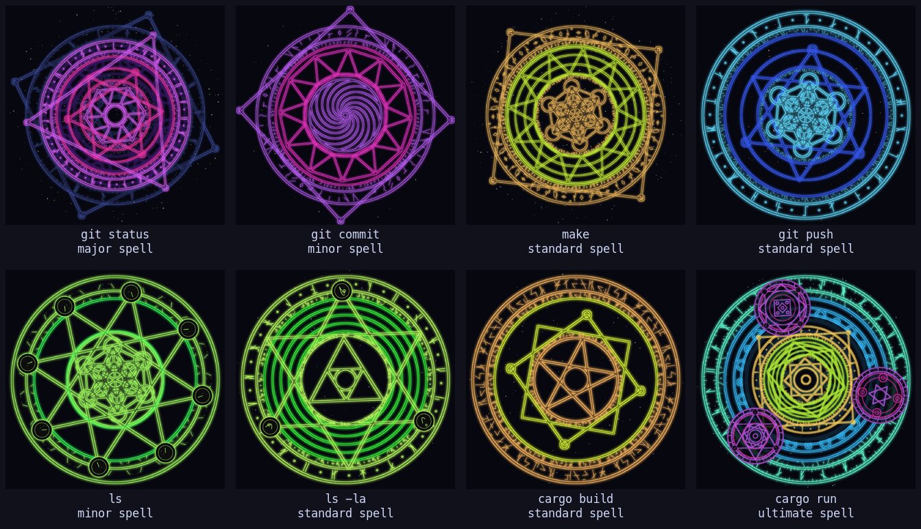 A magic circle for each command