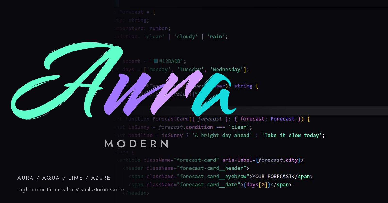 Aura Modern — Aqua Dark in Visual Studio Code