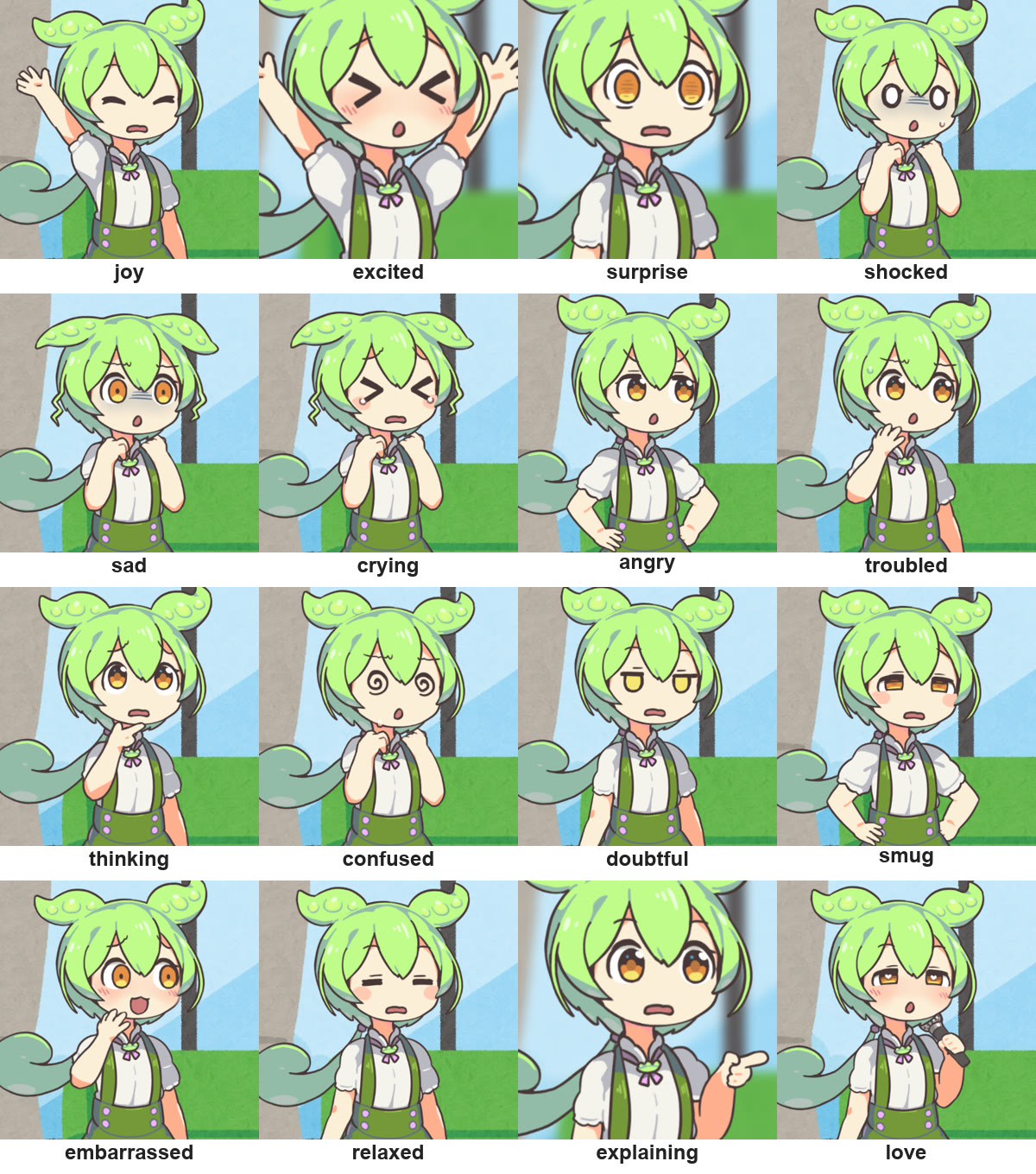 ずんだもんの表情16種