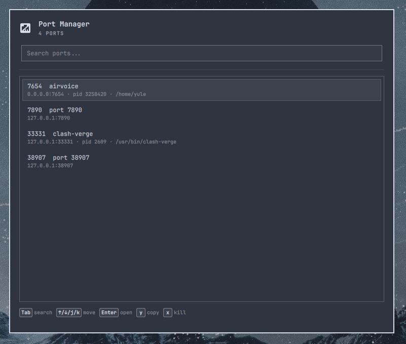Port Manager overlay