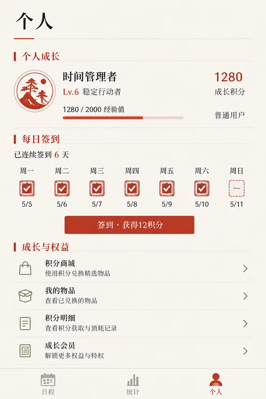 Reference personal growth UI
