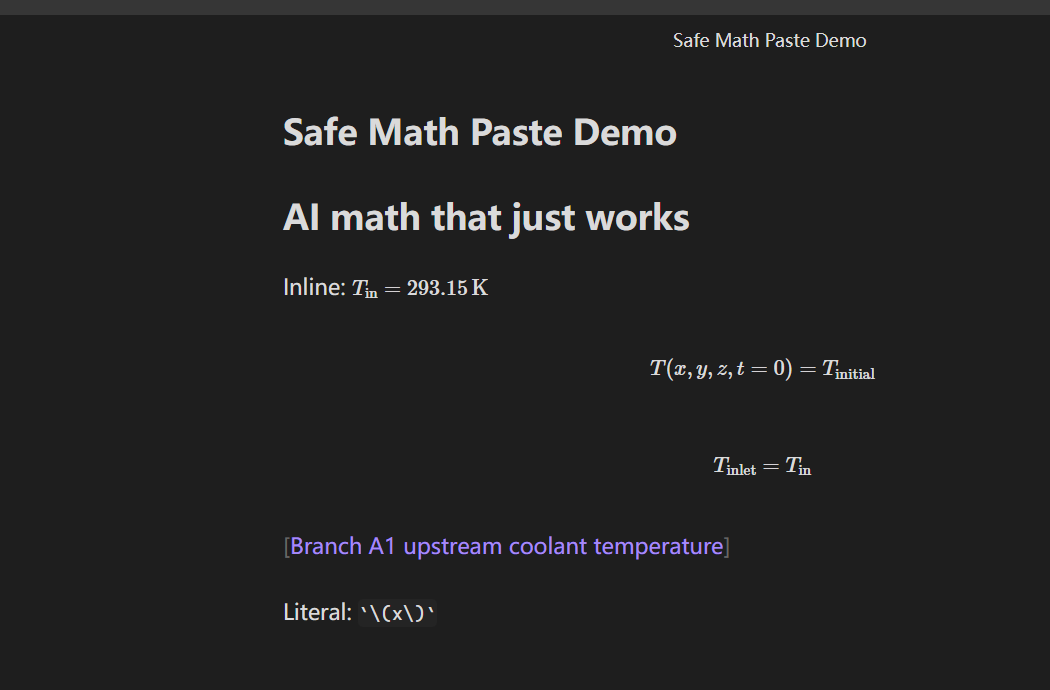Safe Math Paste demo