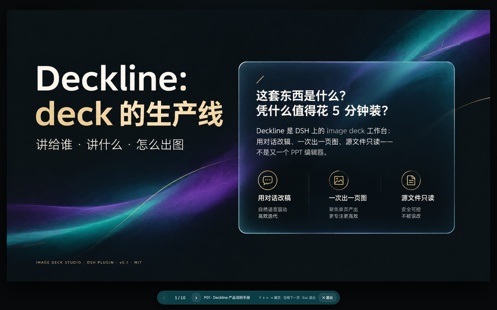 Deckline 全屏演示:直接播放整页图片幻灯片