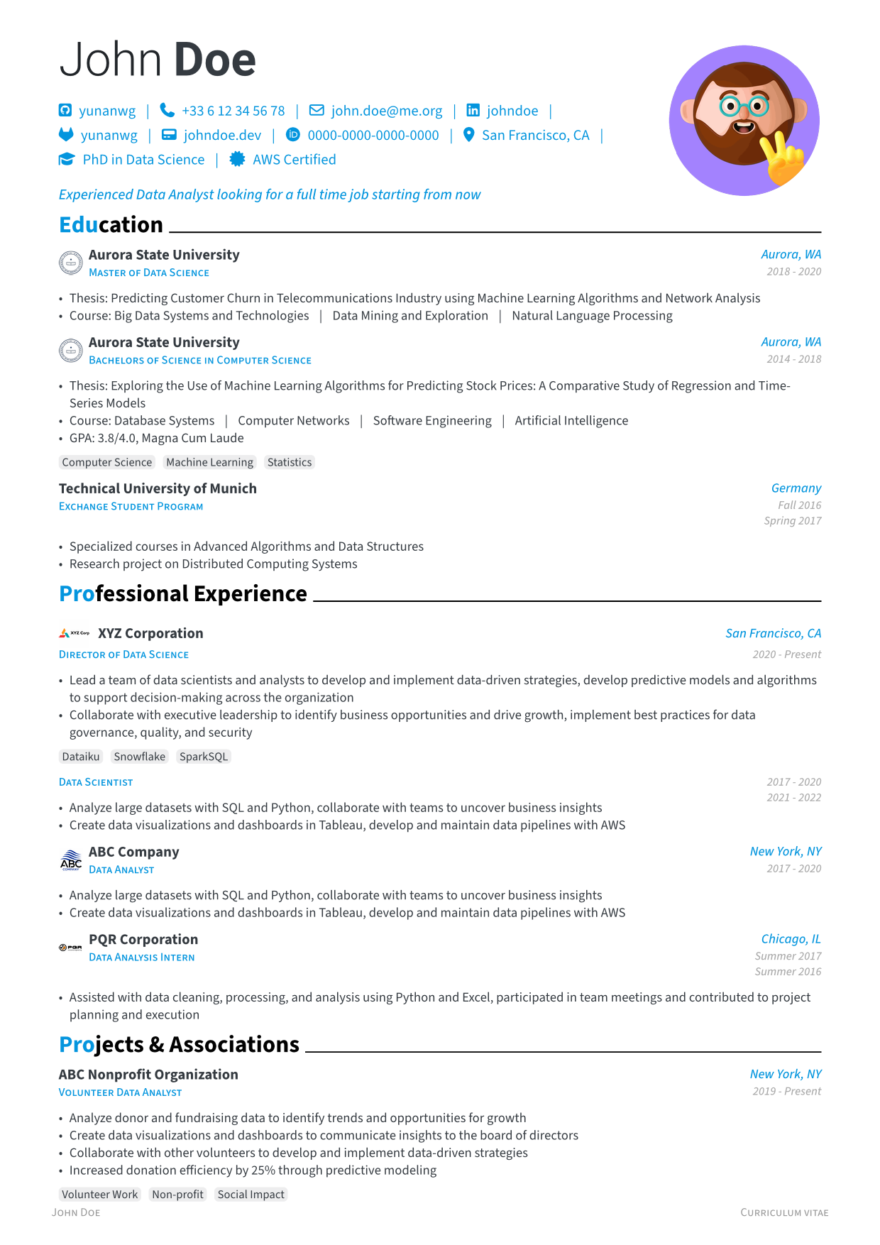 English CV preview