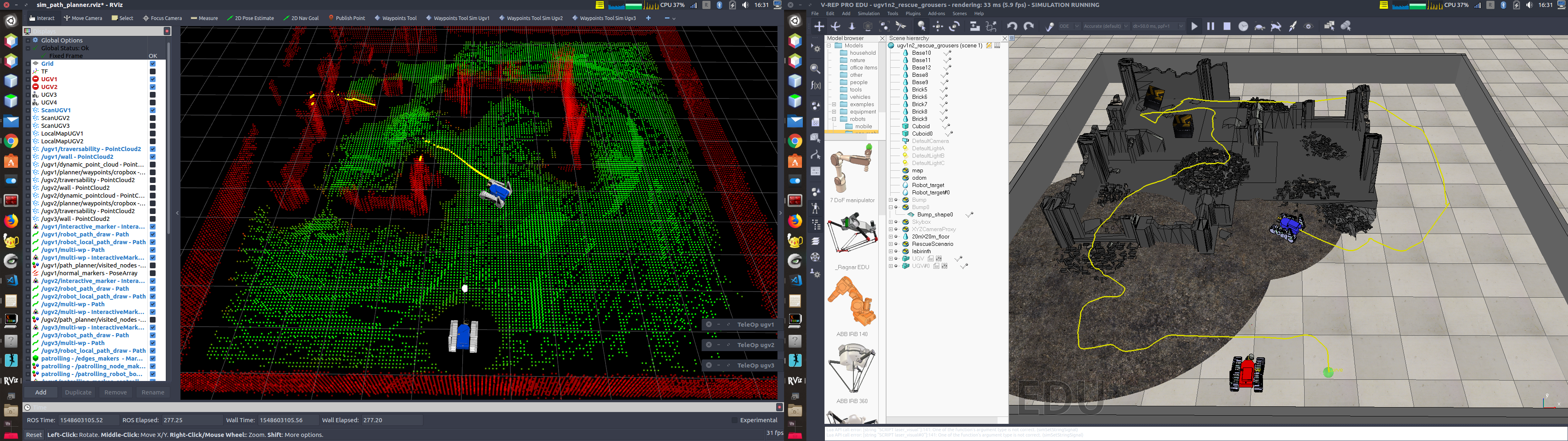 RVIZ and V-REP