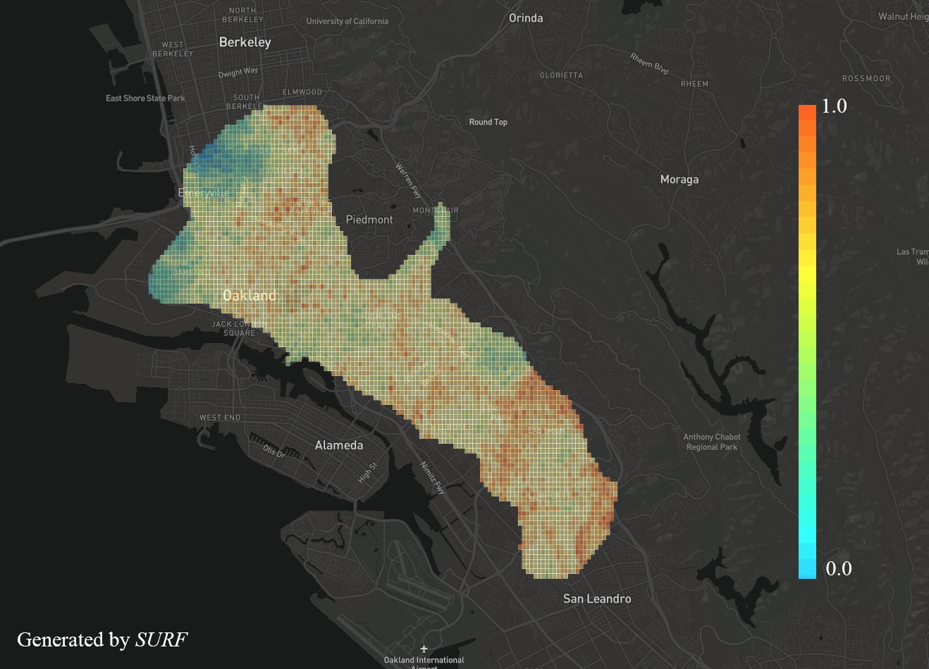 predicted SS distribution map of Oakland