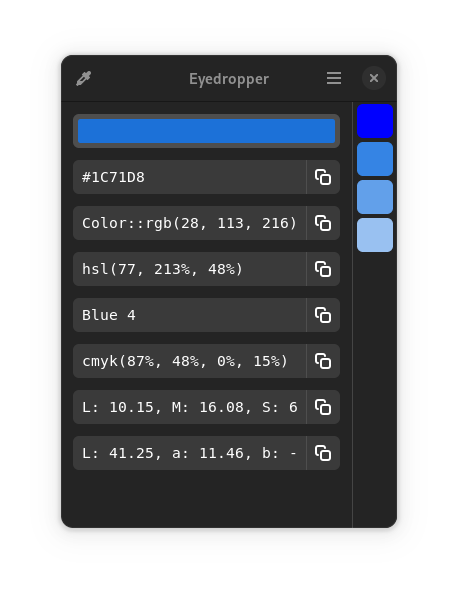 Customize the shown formats (Dark UI)