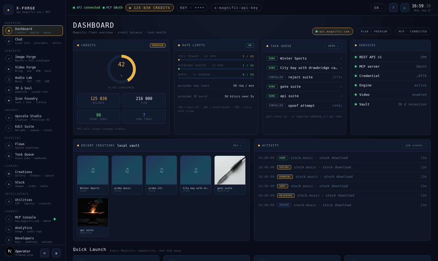 X-Forge dashboard
