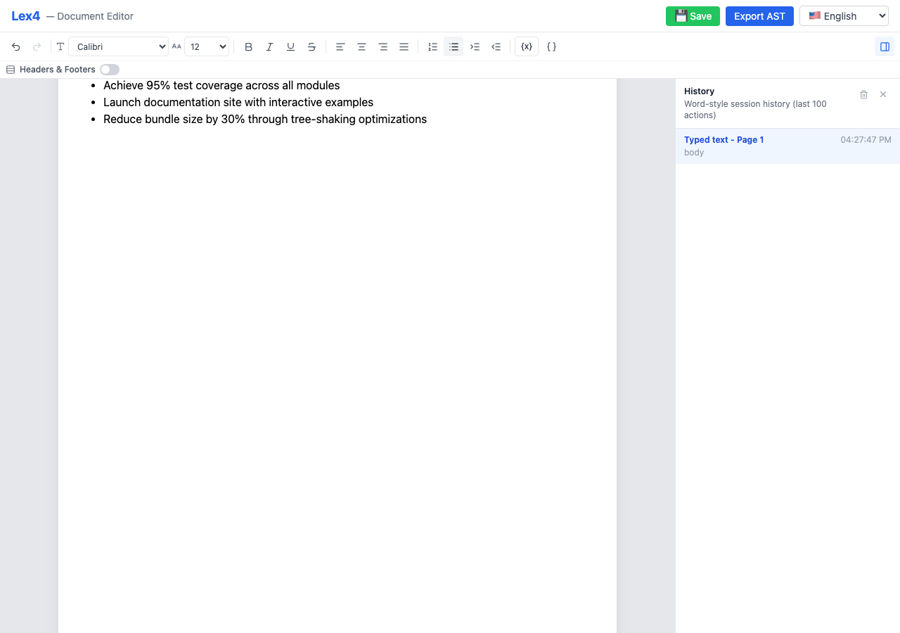 Editor with formatted content