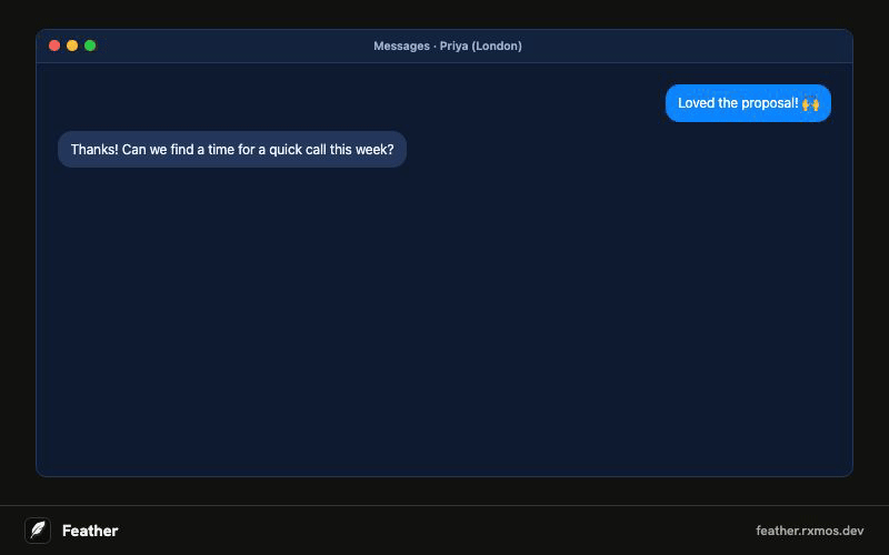 Feather Plus answering a question with suggested text