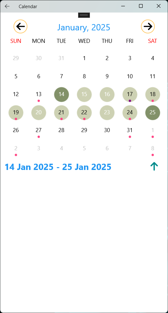 Windiws Calendar Screenshot