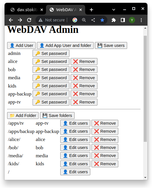 screenshot of admin panel