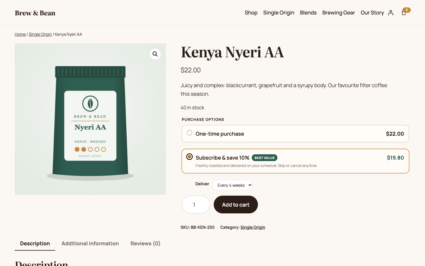 Product page with purchase options