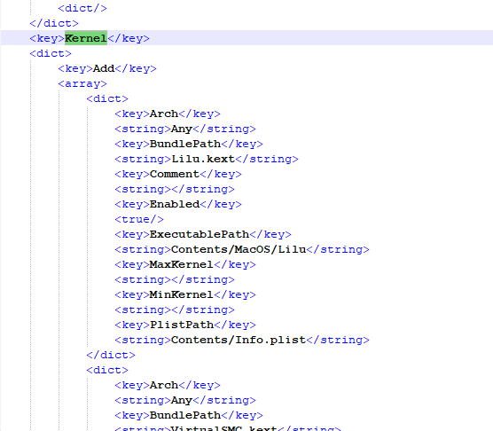 The Kernel section of a config
