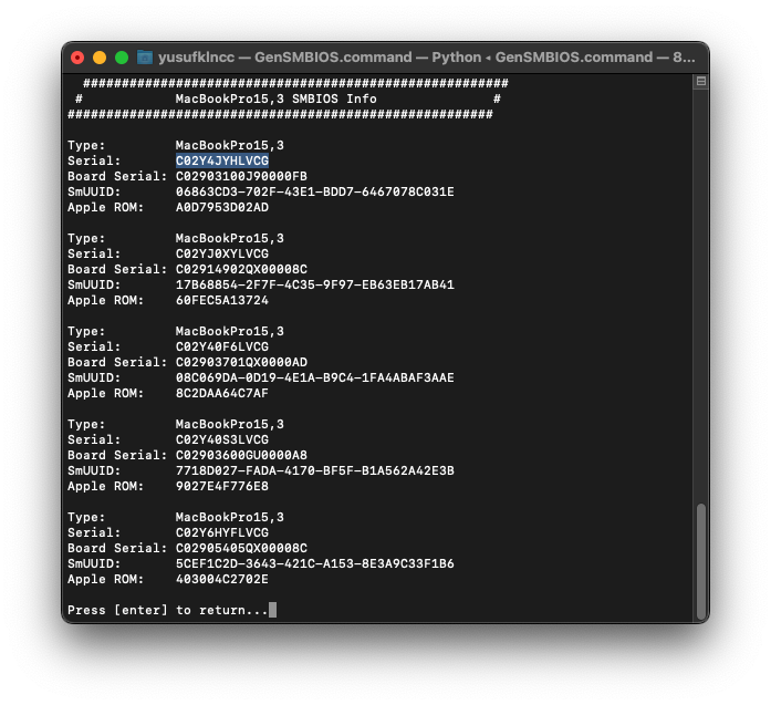The generated serials