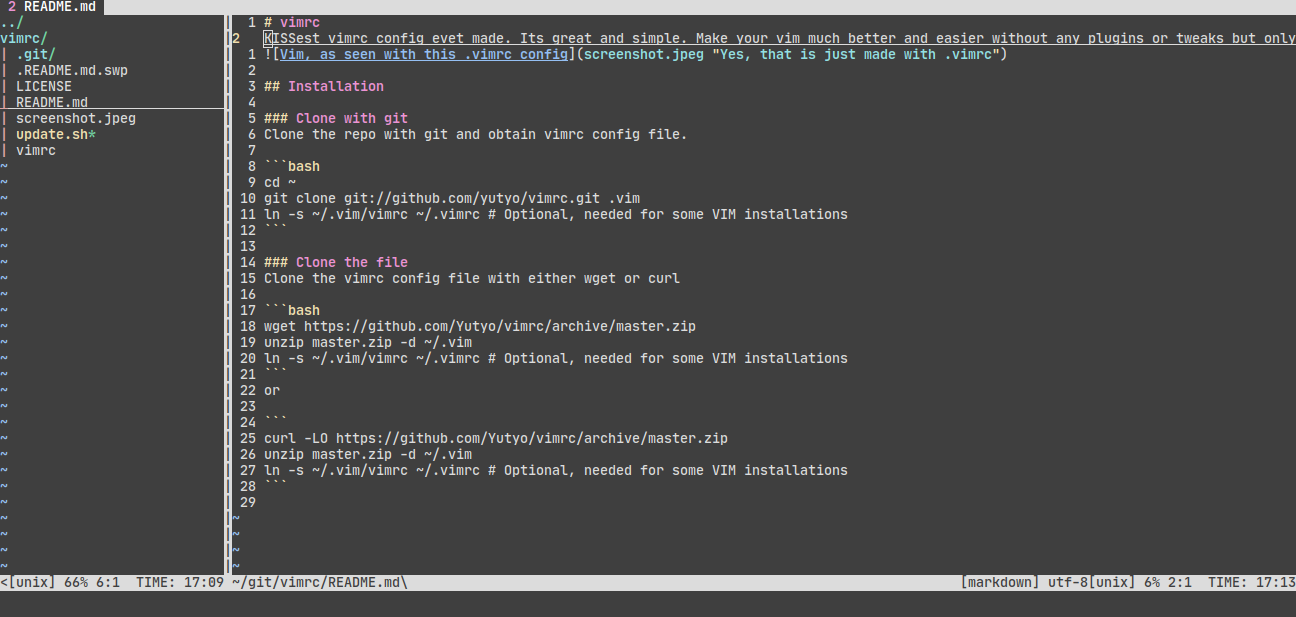 Vim, as seen with this .vimrc config