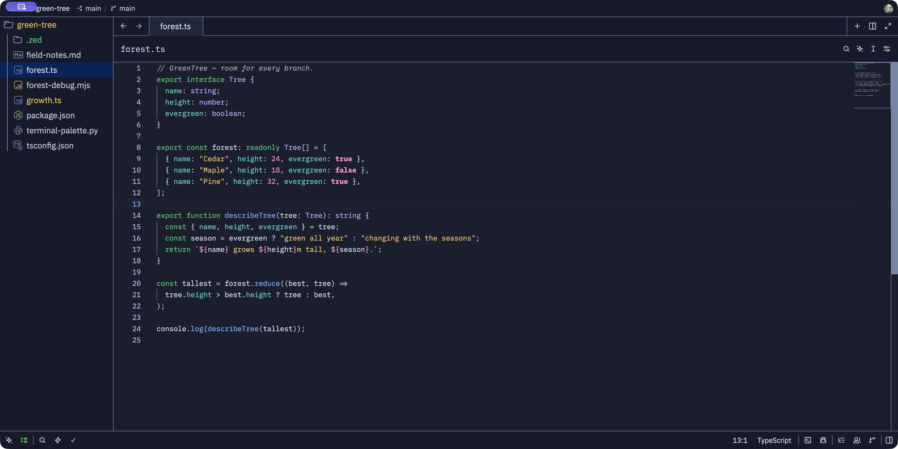GreenTree Day AAA: TypeScript editor