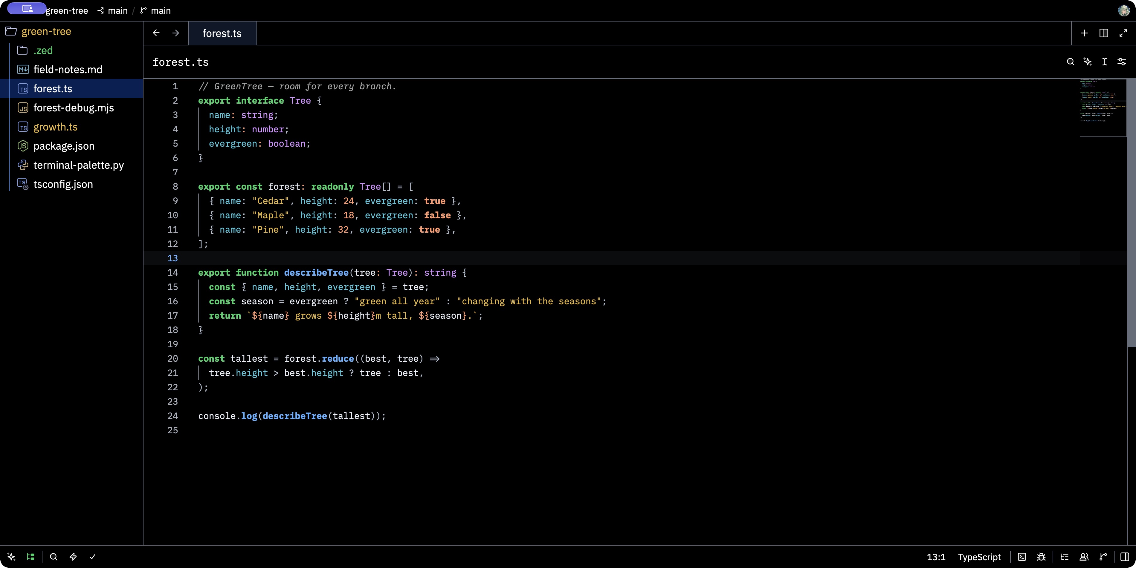 GreenTree Midnight AAA: TypeScript editor