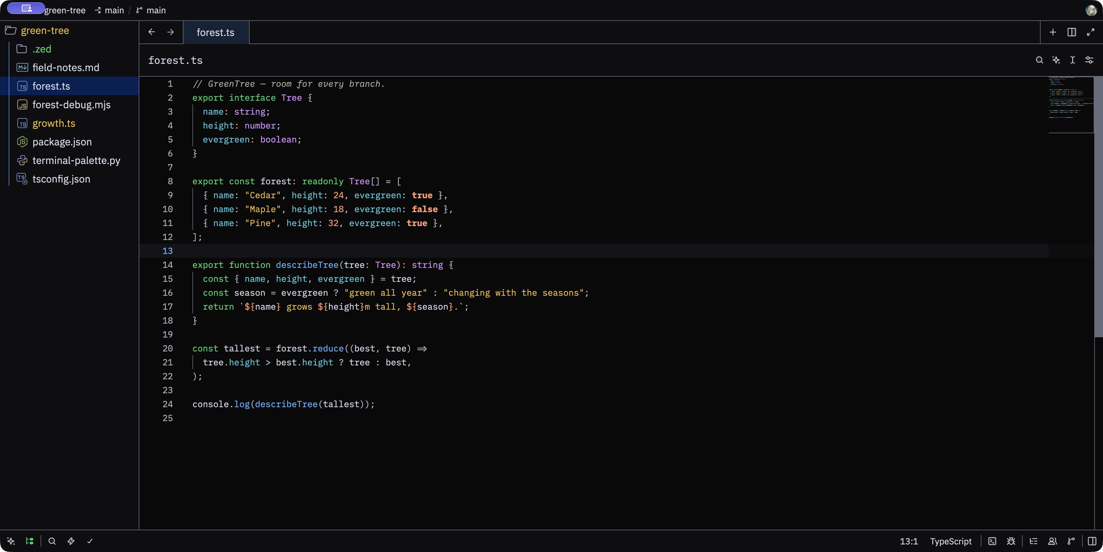 GreenTree Night AAA: TypeScript editor