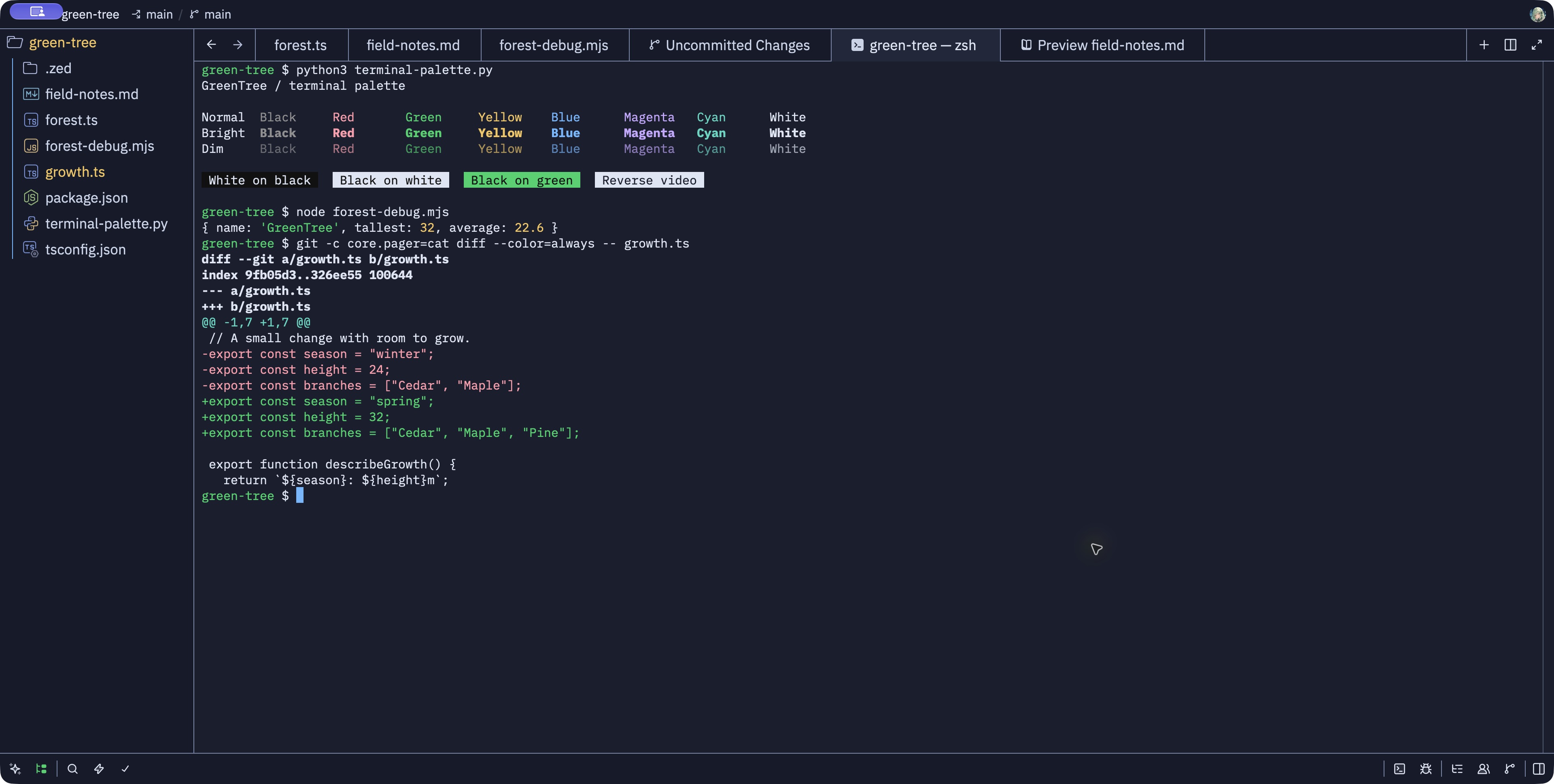 GreenTree Day AAA: Terminal and ANSI colors