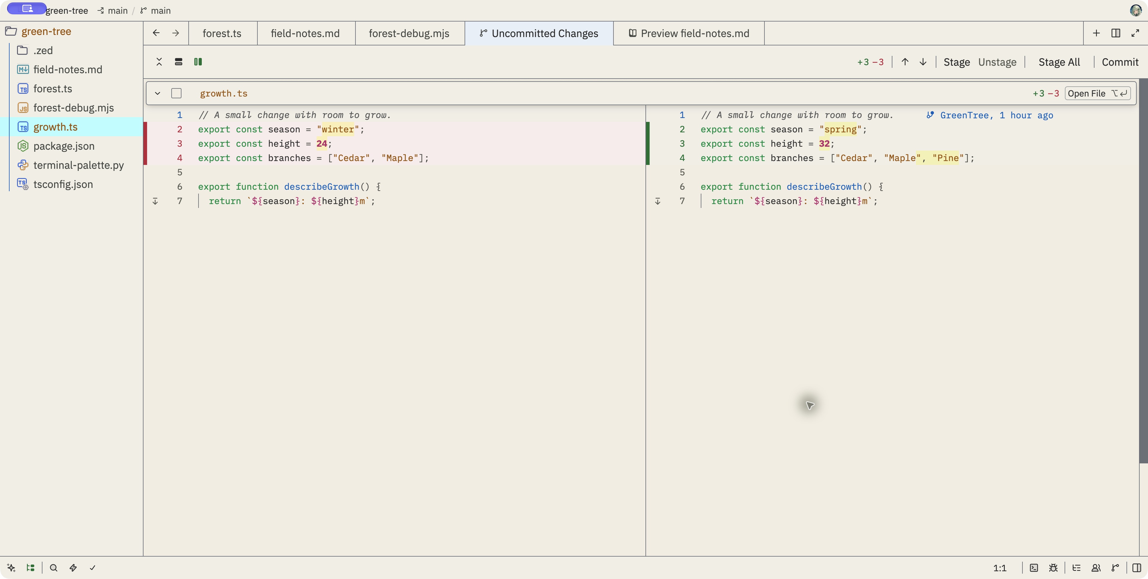 GreenTree Day Vivid: Git diff